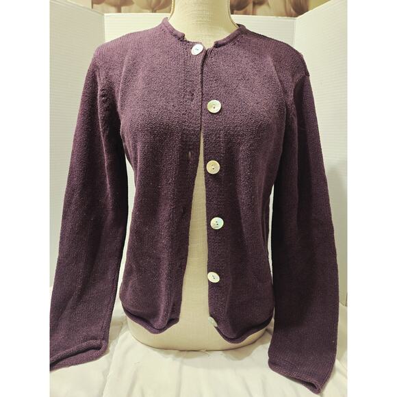 Vtg L.L. Bean Sweater S M Cardigan Button Front Silk Cotton Knit Cottage Gilmore - Picture 1 of 7
